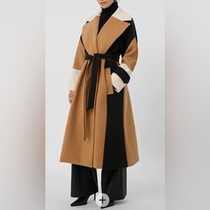 Toccin Brandy Colorblock Women’s Trench Wrap Long Coat. Size XS. 48” long.